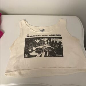 Brandy Melville White Graphic Crop Top